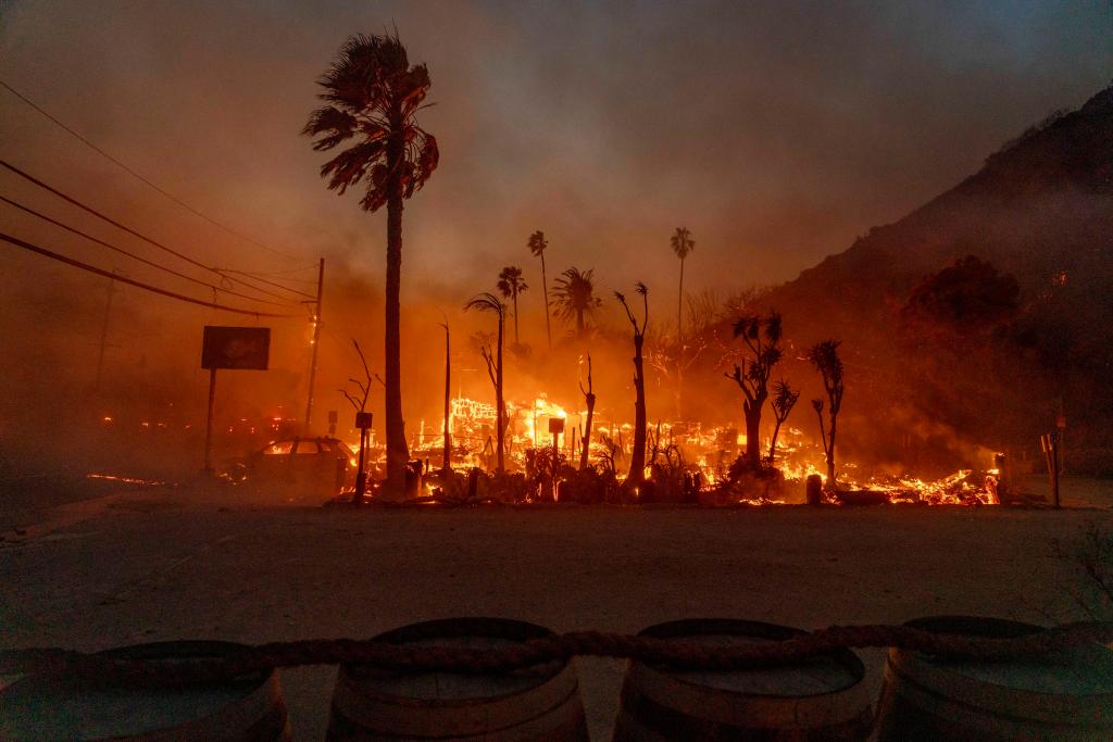 Palisades Fire burning on Jan. 7