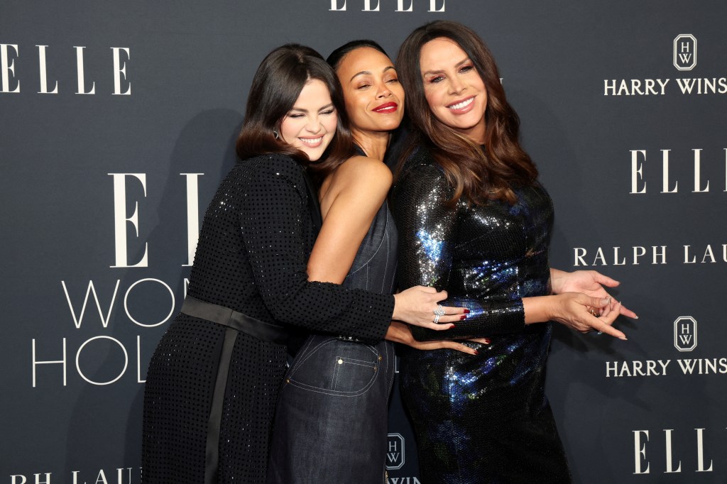 Selena Gomez, Zoe Saldana and Karla Sofia Gascon at. ELLE's Women in Hollywood Celebration in Nov. 2024