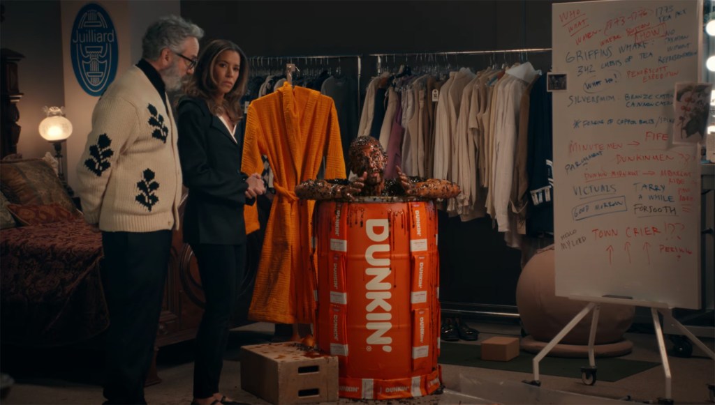Jeremy Strong in the Dunkin' Donuts commercial