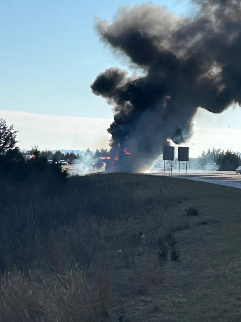 The bus carrying the IU Indianapolis basketball team caught fire on Feb. 23, 2025.