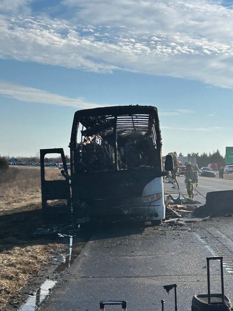 The bus carrying the IU Indianapolis basketball team caught fire on Feb. 23, 2025.