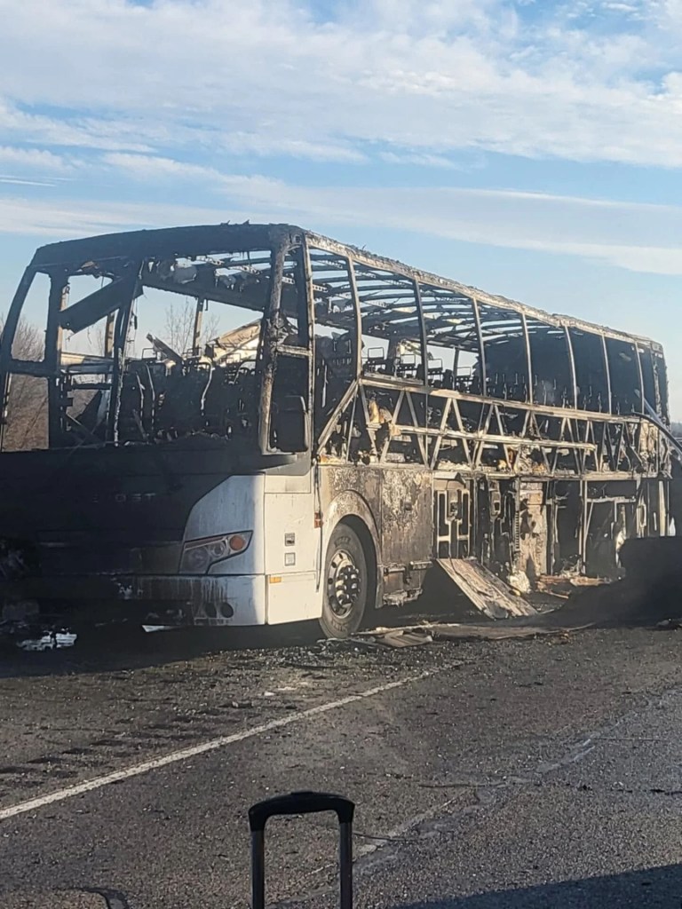 The bus carrying the IU Indianapolis basketball team caught fire on Feb. 23, 2025.