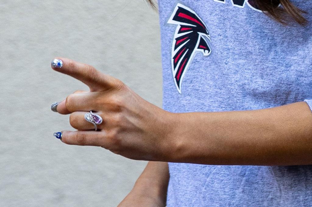 A close-up look at Jordon Hudson's ring.