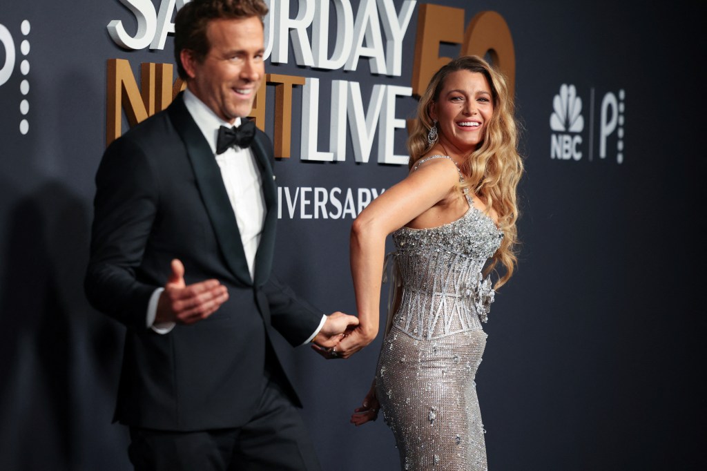 Blake Lively and Ryan Reynolds arrive for the Saturday Night Live 50th Anniversary: The Anniversary Special at 30 Rockefeller Plaza in New York City, U.S.,  February 16, 2025. 