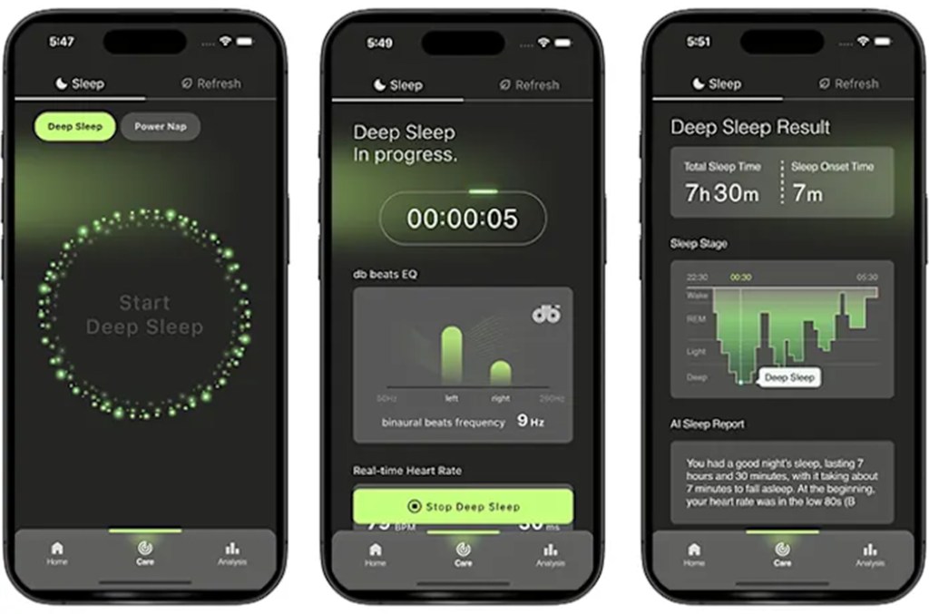For Me Buds users choose in the app (pictured here) if they want a "deep sleep" or "power nap."
