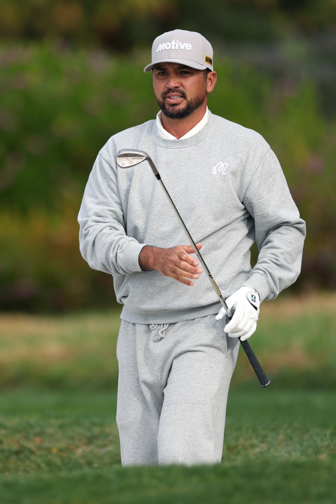 Jason Day of Australia watches his shot from a bunker on the second hole during the final round of the AT&T Pebble Beach Pro-Am 2025 at Pebble Beach Golf Links on February 2, 2025 in Pebble Beach, California.  