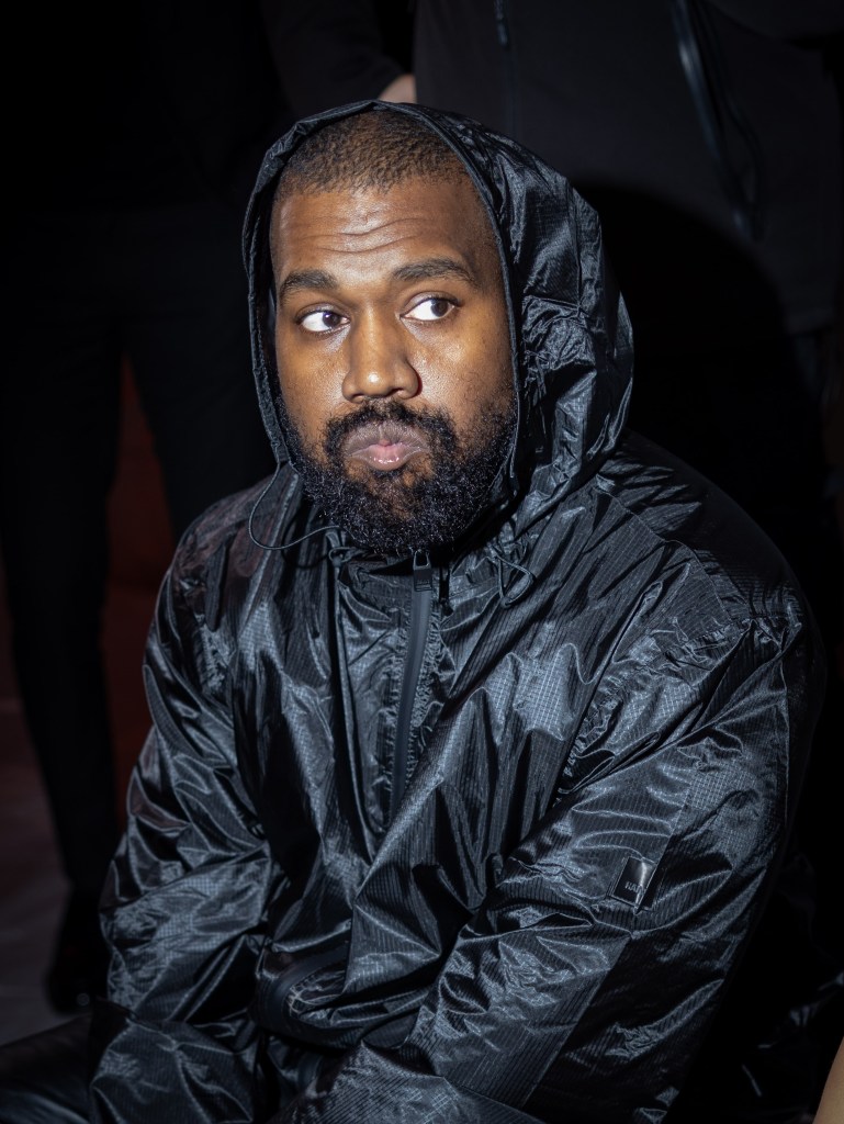 Kanye West at Milan Fashion Week in February 2024