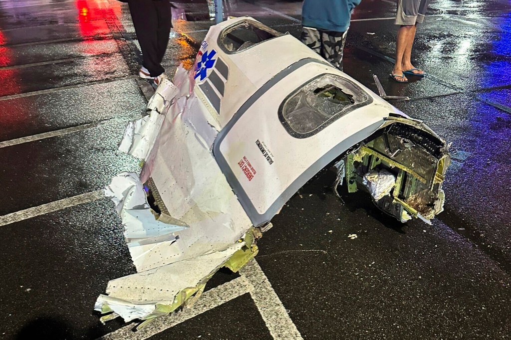 A piece of debris from the plane seen on the street in Philadelphia. 