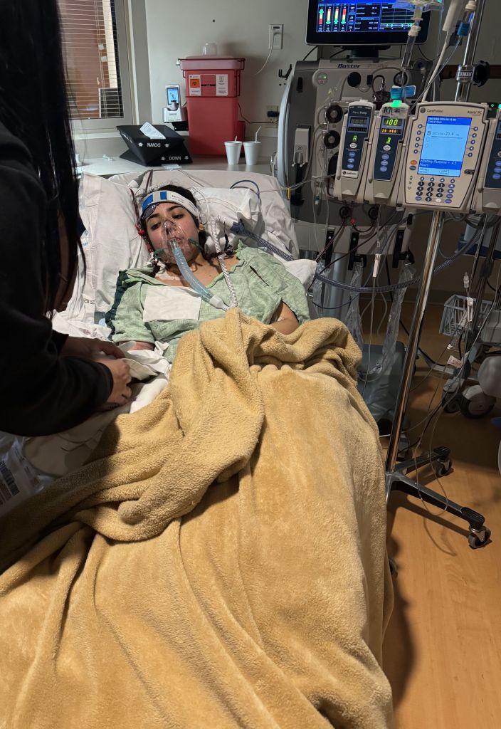 Young woman, Jazmin Garza, in the hospital