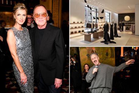 Michael Kors and Nicky Hilton Rothschild at a party in Bemelmans Bar with new Collection store, and Alan Cumming performing to the crowd.