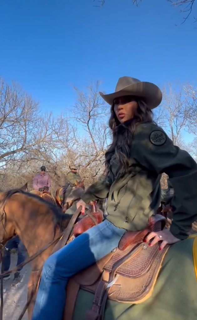 Kristi Noem on horseback.