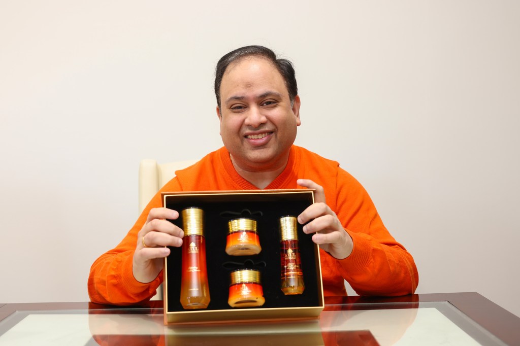 Atul Bhatara with his skincare line