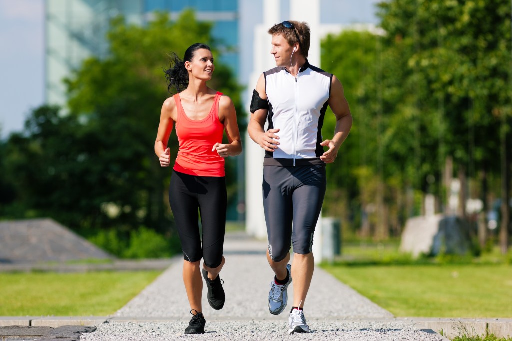 Man and woman jogging