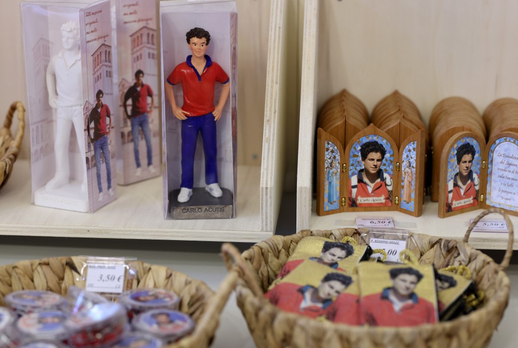 Pilgrims also had the chance to purchase souvenirs and mementos of the young teen. 