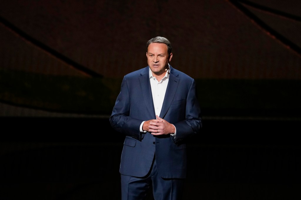 Mark Lazarus, Chairman of NBCUniversal Media Group, at the 2024 NBCUniversal Upfront event at Radio City Music Hall in New York City