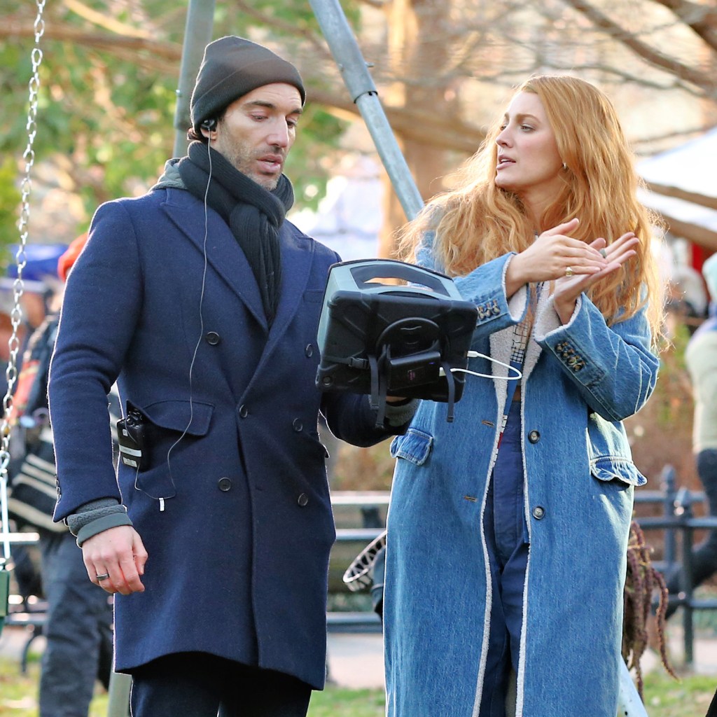Blake Lively and director Justin Baldoni were caught in a tense conversation on set while filming "It Ends With Us," Jan. 11, 2024.