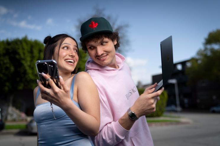 North Hollywood, California. Abella Bala and Dom Versaci who use Chat GPT for AI couples therapy.