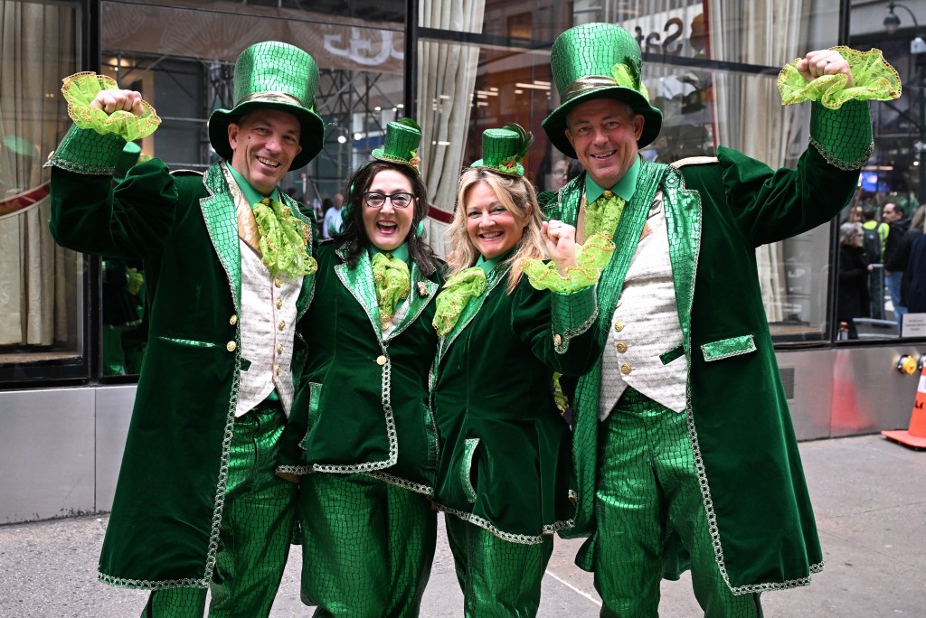 A group of leprechauns celebrating St. Patrick's Day.