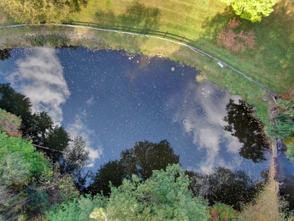 The farmhouse comes with its own pretty lake