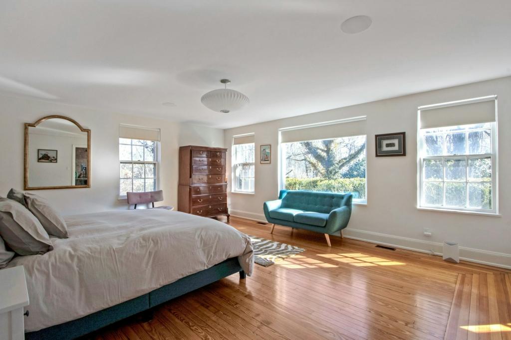 One of the home's six bedrooms.