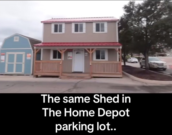 Tennessee woman Dawn Cook and her husband bought a shed from home depot and turned it into a two-story lake house.
