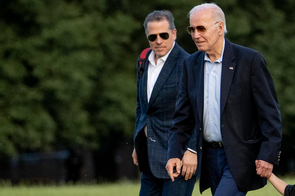 Former President Joe Biden and Hunter Biden arrive at Fort McNair, Sunday, June 25, 2023, in Washington.