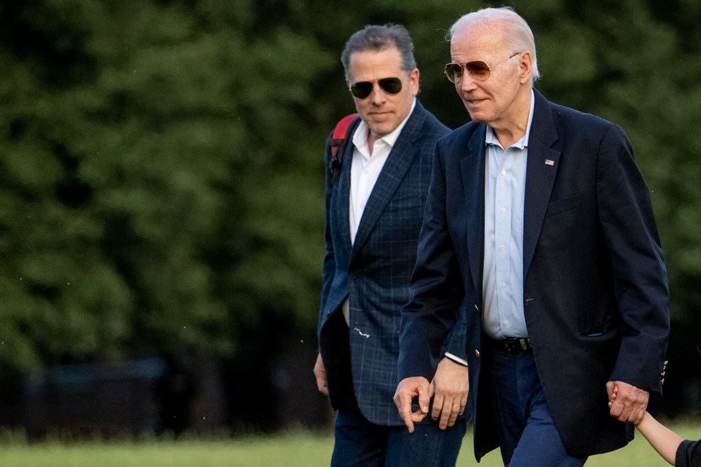 Former President Joe Biden and Hunter Biden arrive at Fort McNair, Sunday, June 25, 2023, in Washington.
