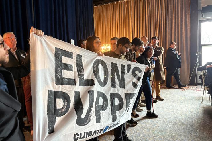 Protesters disrupt a discussion with U.S. Rep. Mike Lawler during a Rockland Business Association luncheon on Thursday, March 20, 2025 at Hotel Nyack.