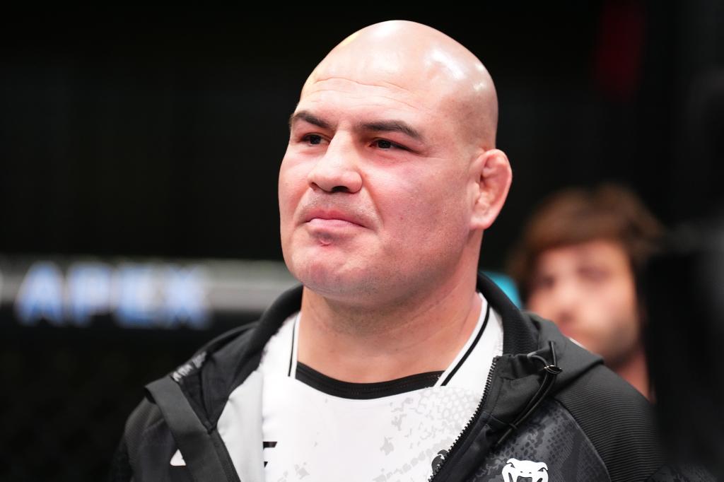 Former UFC heavyweight champion Cain Velasquez is seen in the corner of Gabriel Benitez of Mexico during the UFC Fight Night even on January 13, 2024.