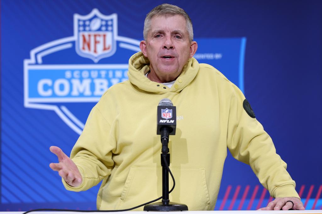 Head coach Sean Payton of the Denver Broncos speaks to the media during the NFL Scouting Combine at the Indiana Convention Center on February 25, 2025 in Indianapolis, Indiana.