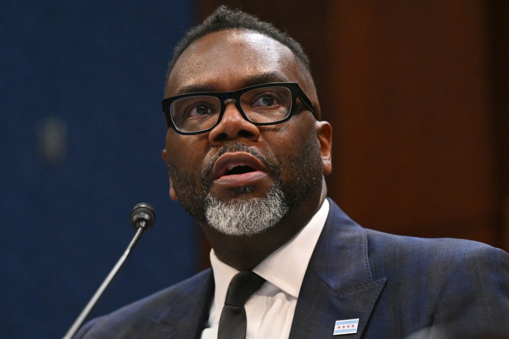 Chicago Mayor Brandon Johnson testifies during a House Committee on Oversight and Government Reform hearing titled "A Hearing with Sanctuary City Mayors," on Capitol Hill in Washington, DC, on March 5, 2025.