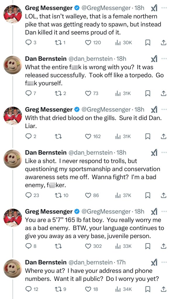 Screenshot of a deleted social media post by Chicago Radio Host Dan Bernstein threatening to dox a critic