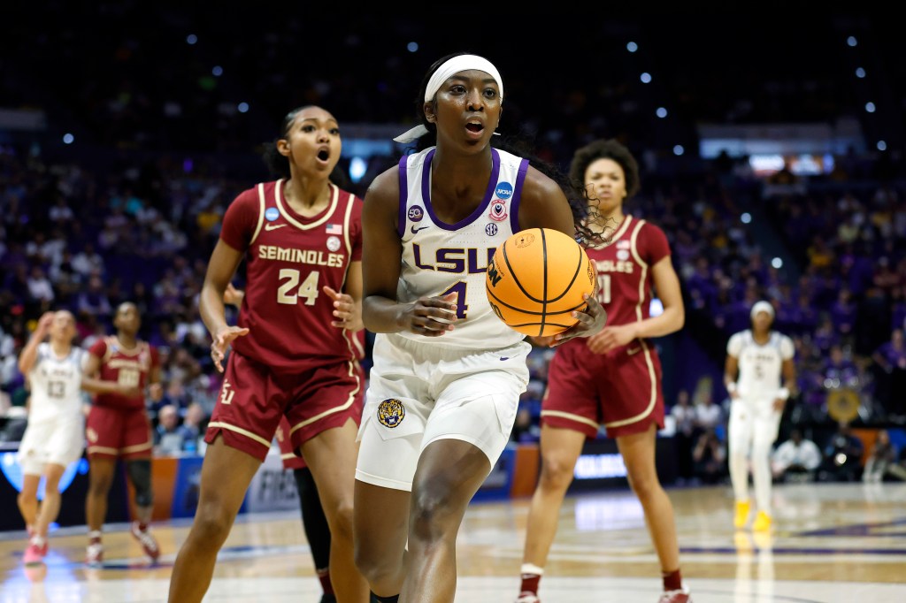 Flau'Jae Johnson reacts during LSU's game against Florida State on March 24.