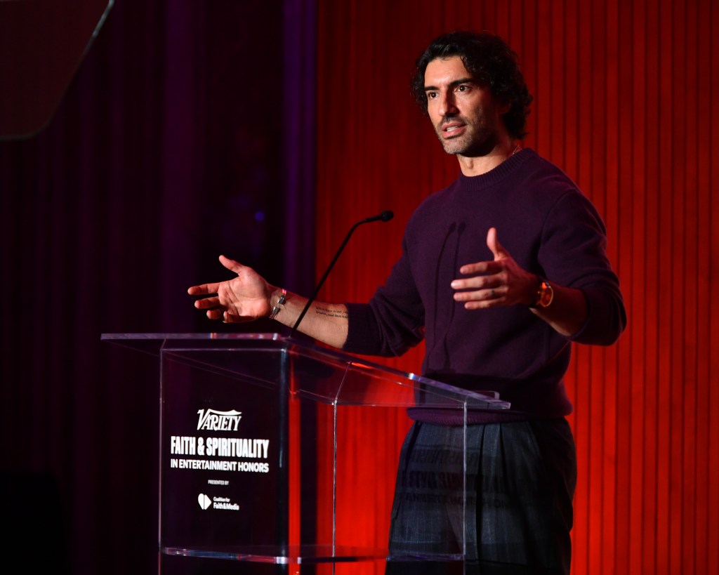 Justin Baldoni speaks onstage during Variety Faith And Spirituality In Entertainment Honors presented by CFAM at Four Seasons Hotel Los Angeles at Beverly Hills on December 4, 2024 in Los Angeles, California. 