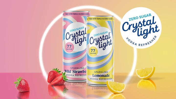 Four-pack of Kraft Heinz's Crystal Light Vodka Refreshers in Wild Strawberry and Lemonade flavors