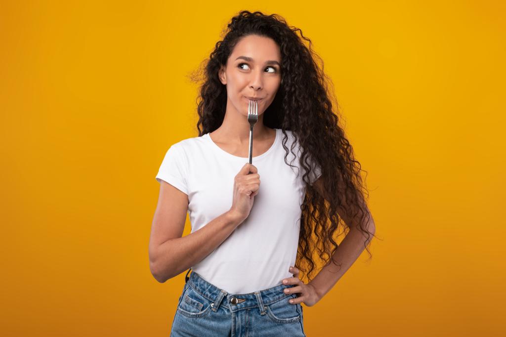 woman excited to snack 