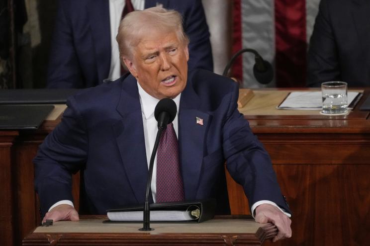 President Donald Trump delivering a speech to a joint session of Congress in the House chamber at the U.S. Capitol, March 4, 2025.
