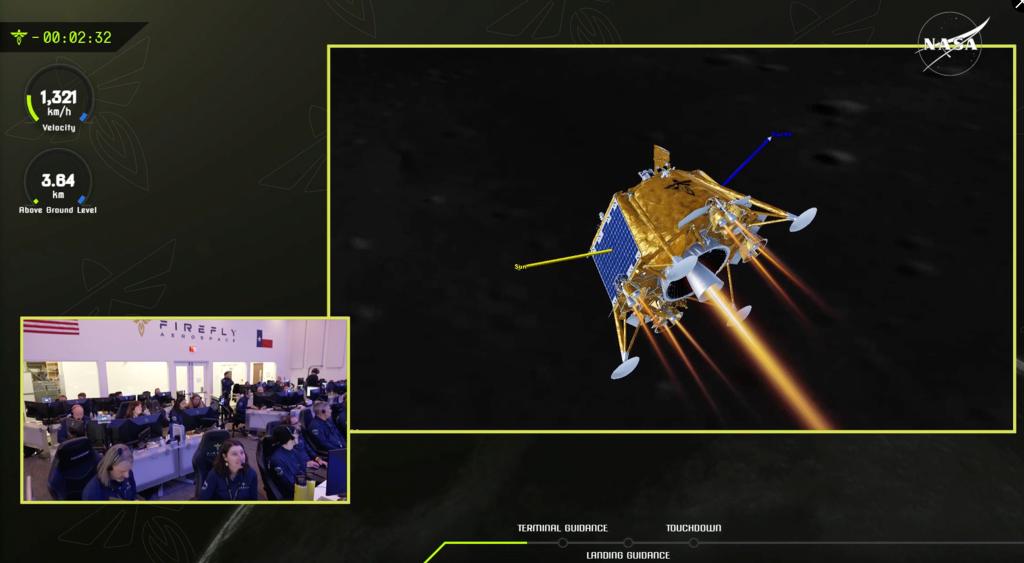 This is a rendering showing private lunar lander Blue Ghost delivering a special package to the moon for NASA on March 2, 2025.