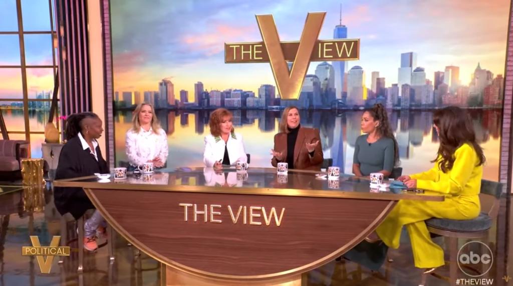 Senator Elissa Slotkin discussing politics with co-hosts Whoopi Goldberg, Sunny Hostin, Heidi Alexander, Joy Behar, and Sara Haines on 'The View' TV show.