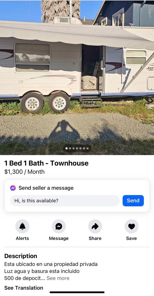 facebook marketplace listing to rent a van to live in