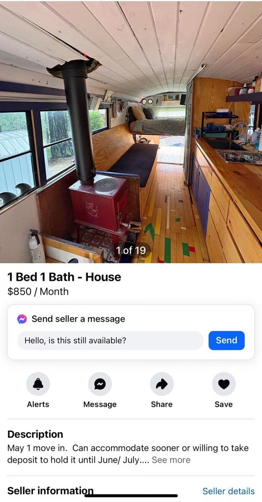 facebook marketplace listing to rent a van to live in