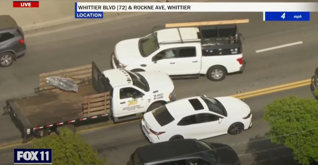 The harrowing chase started around 2:41 p.m. near the Harbor Freeway and Adams Street in downtown Los Angles Friday.