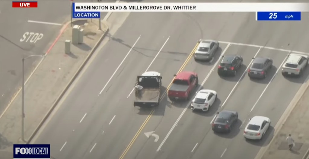 The suspect was arrested five minutes after the pursuit ended around 3:45 p.m.