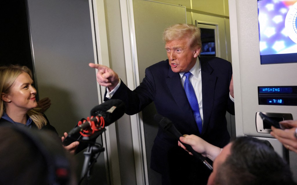 Donald Trump speaks to reporters on march 9, 2025.