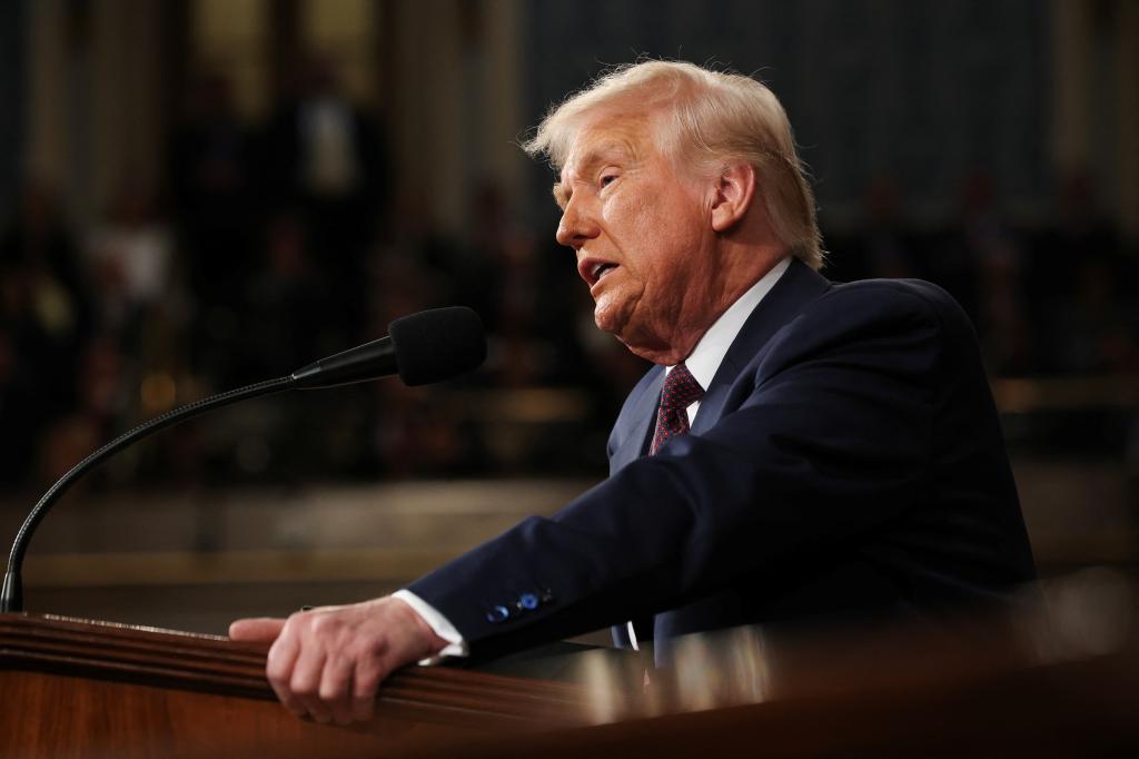 President Donald Trump addresses a joint session of Congress at the U.S. Capitol on March 04, 2025 in Washington, DC