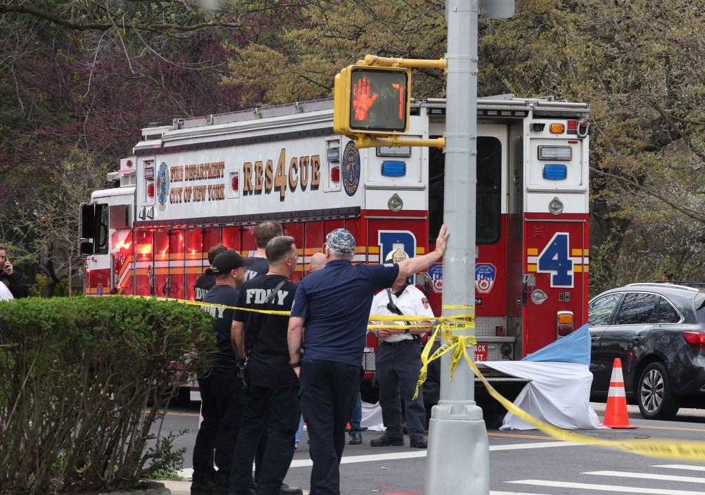 FDNY Rescue 4 Truck at the scene of an accident involving a bicycle at 80th Street and Juniper Valley Road, Middle Village, Queens, NY