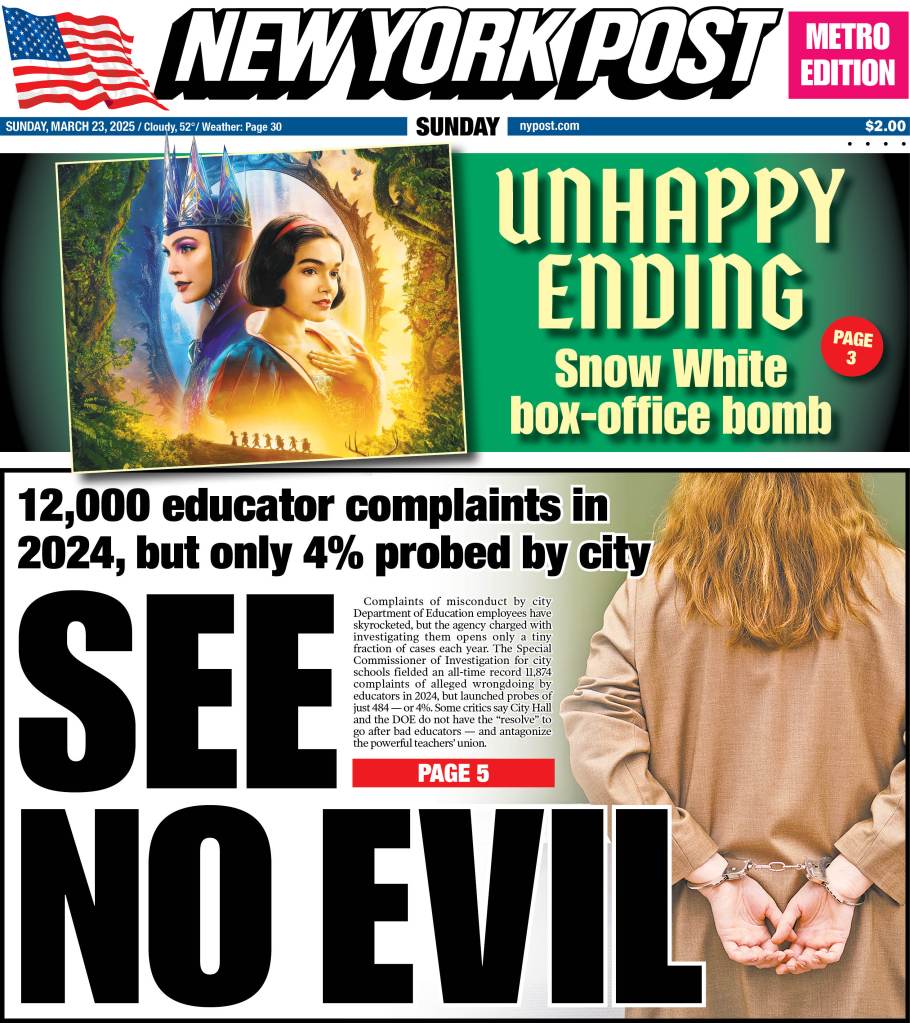 New York Post cover March 23, 2025