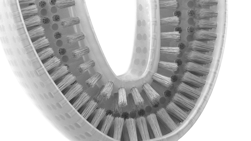 Brown said Feno is more effective than other full-coverage toothbrushes because the mouthpiece is properly sized to the mouth, nylon is stronger than traditional silicone bristles and the motor in the device "delivers a sweeping motion with the proper brushing technique." This picture shows the bristles up close.