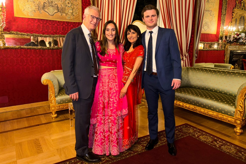 This 2024 photo provided by John Santoro shows, from left, Dr. Michael Groff, Karenna Groff, Dr. Joy Saini, and James Santoro. 