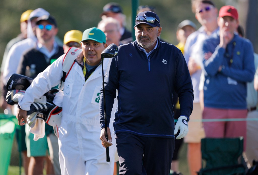 Argentina's Angel Cabrera on the 8th hole during a practice round at Augusta National on April 8, 2025.